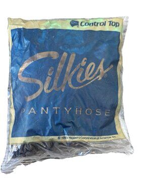 Vintage Silkies Pantyhose Control Top Hose Support Legs X Tall Off Black NOS
